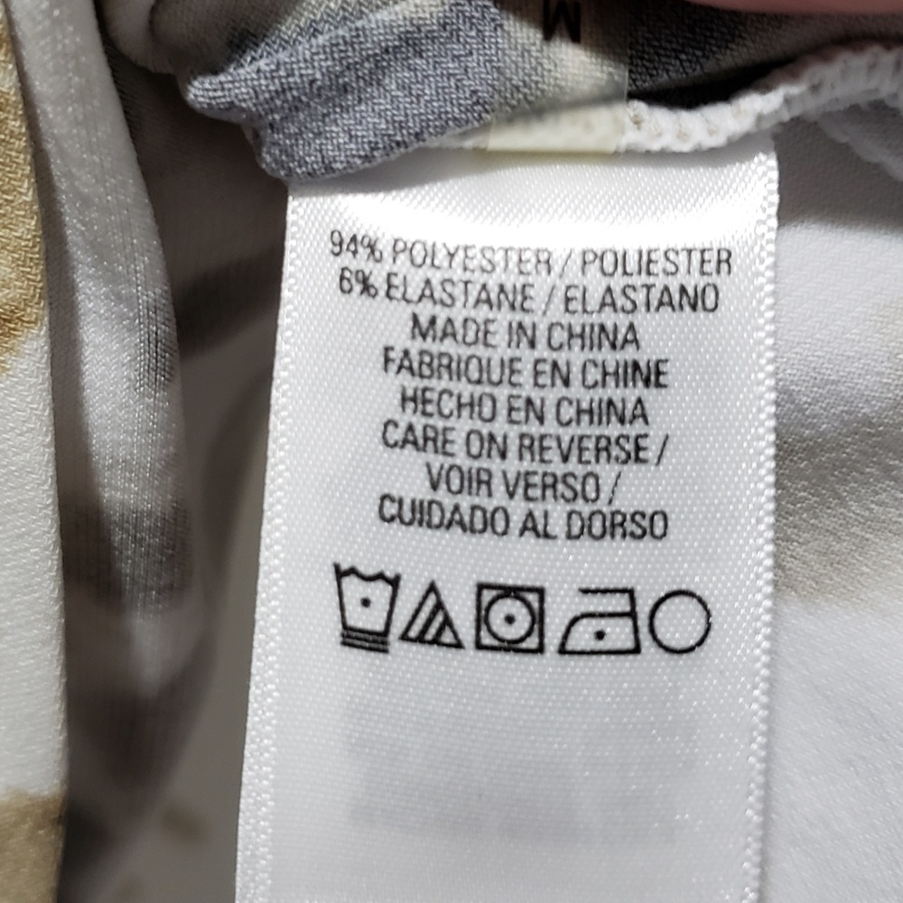 *SOLD*  Tahari White Animal Print Draped Cowl Top - Picture 6 of 8